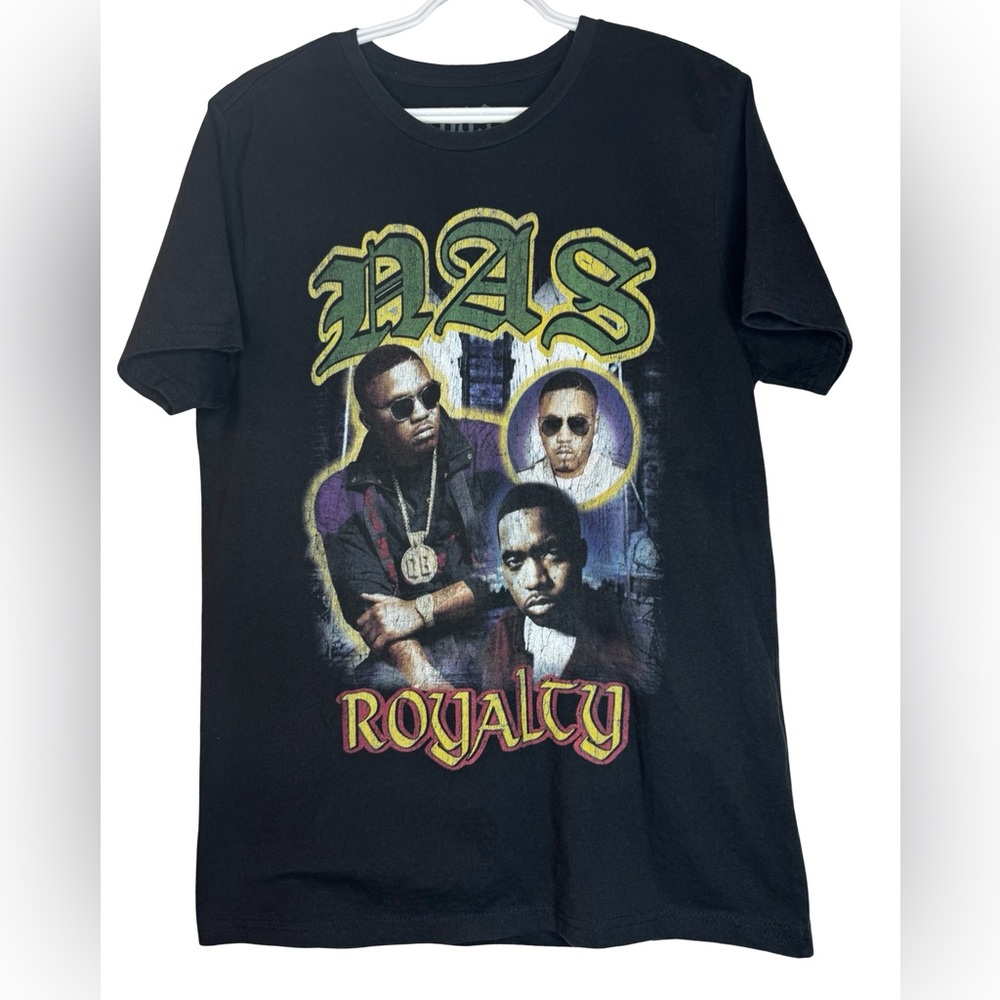 Unisex Vintage Style Nas Royalty Rap Tee Black Graphic T-Shirt